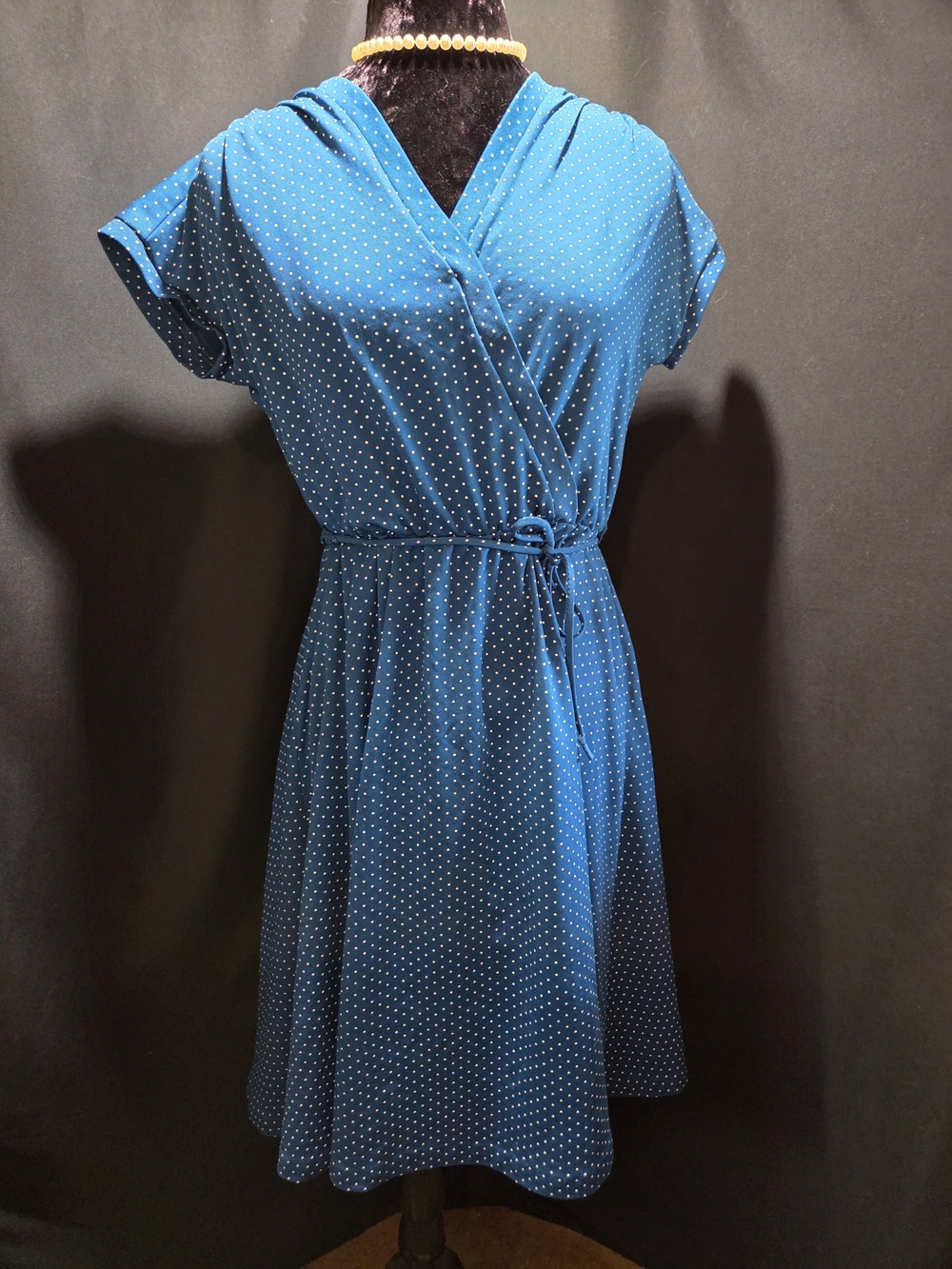 Blue Polka Dot Wrap-Front Dress